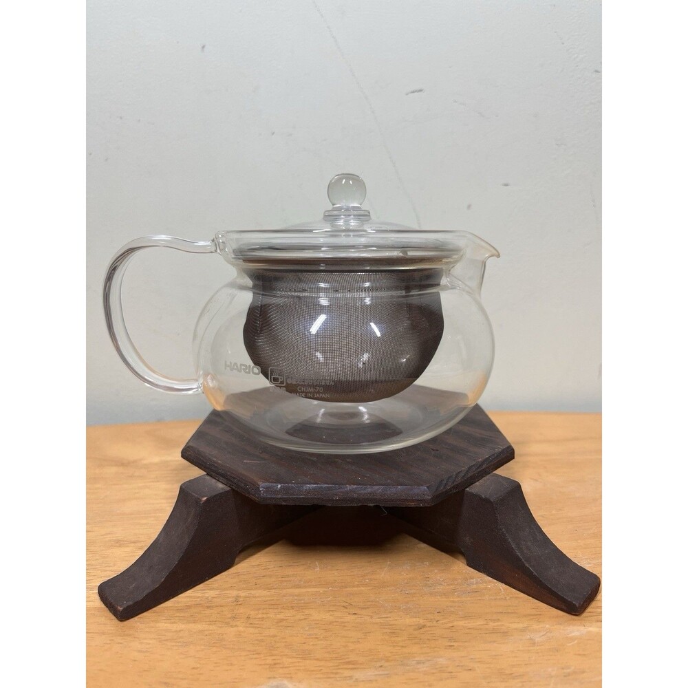 Hario C-CHJM-70 Tea Pot Clear Glass Strainer Lid Made in Japan Minimalistic